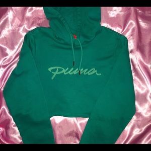 Teal puma cropped hoodie